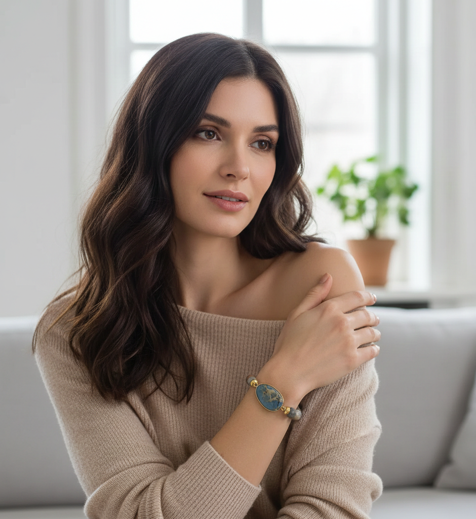 the-terra-echo-natural-stone-beaded-bracelet-with-vintage-oval-focal