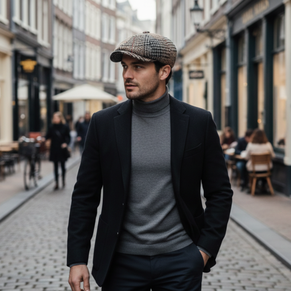 the heritage newsboy | classic wool blend octagonal flat cap for men & women