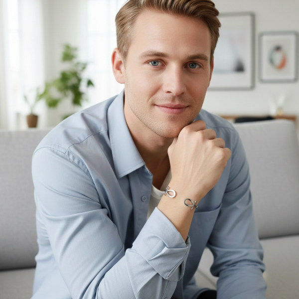 stainless steel anka open ended bracelet black men